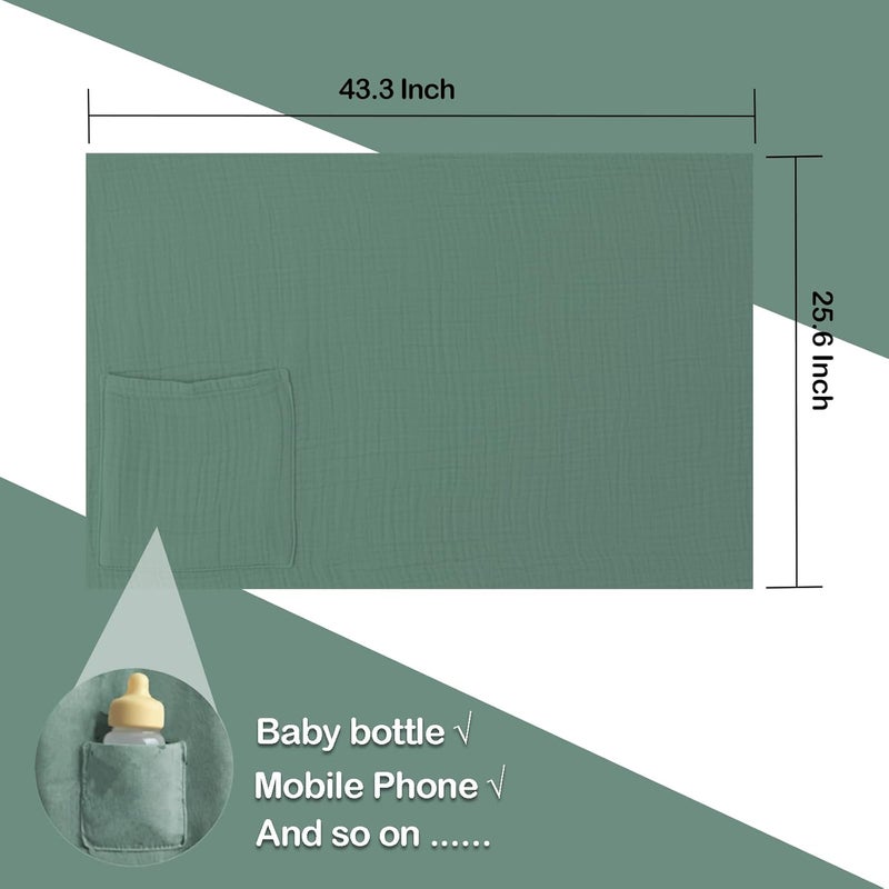 MUGVELL Muslin Nursing Covers for Breastfeeding, Arch Neckline Breast Feeding Covers for Women, Moms Privacy Breathable Summer Nursing, Enlarged XL Size Soft Feeding Cover (Roman Green) - Image 3